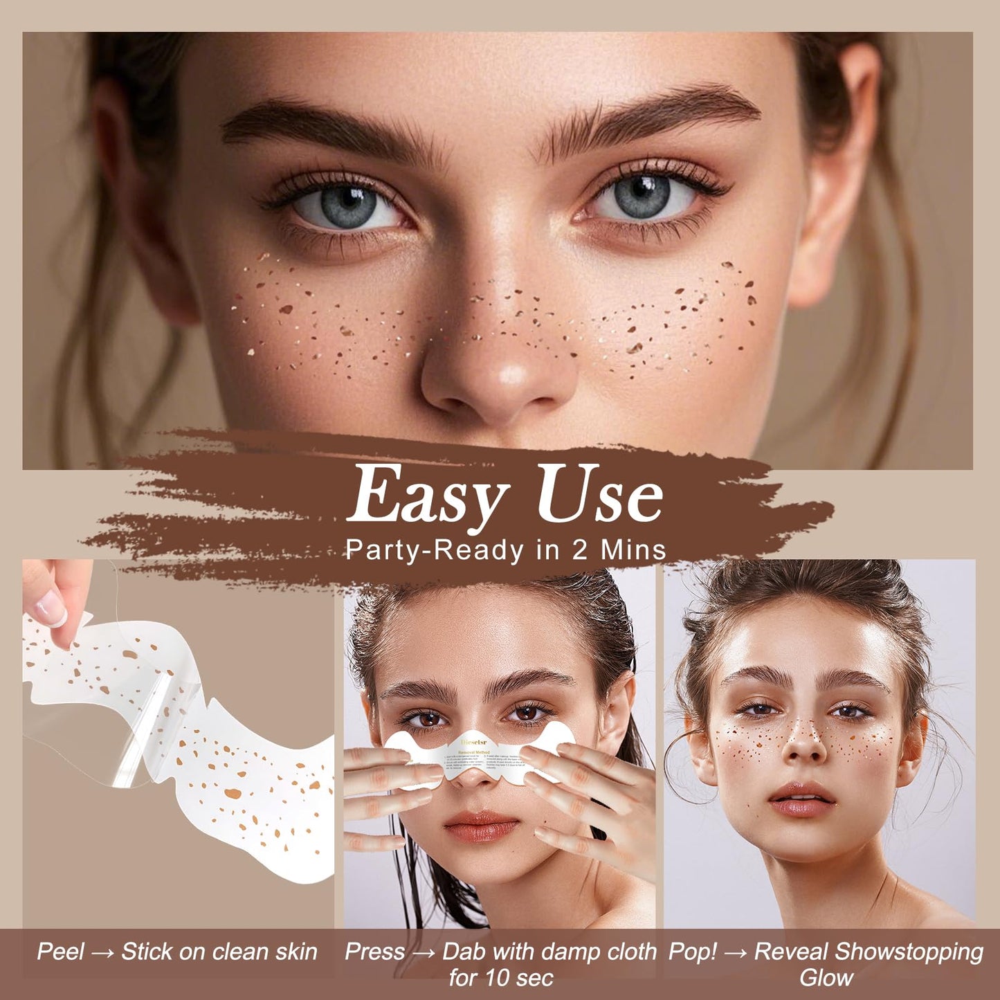 Diesetsr Face Glitter Freckles Temporary Tattoos Stickers Black 30 PCS