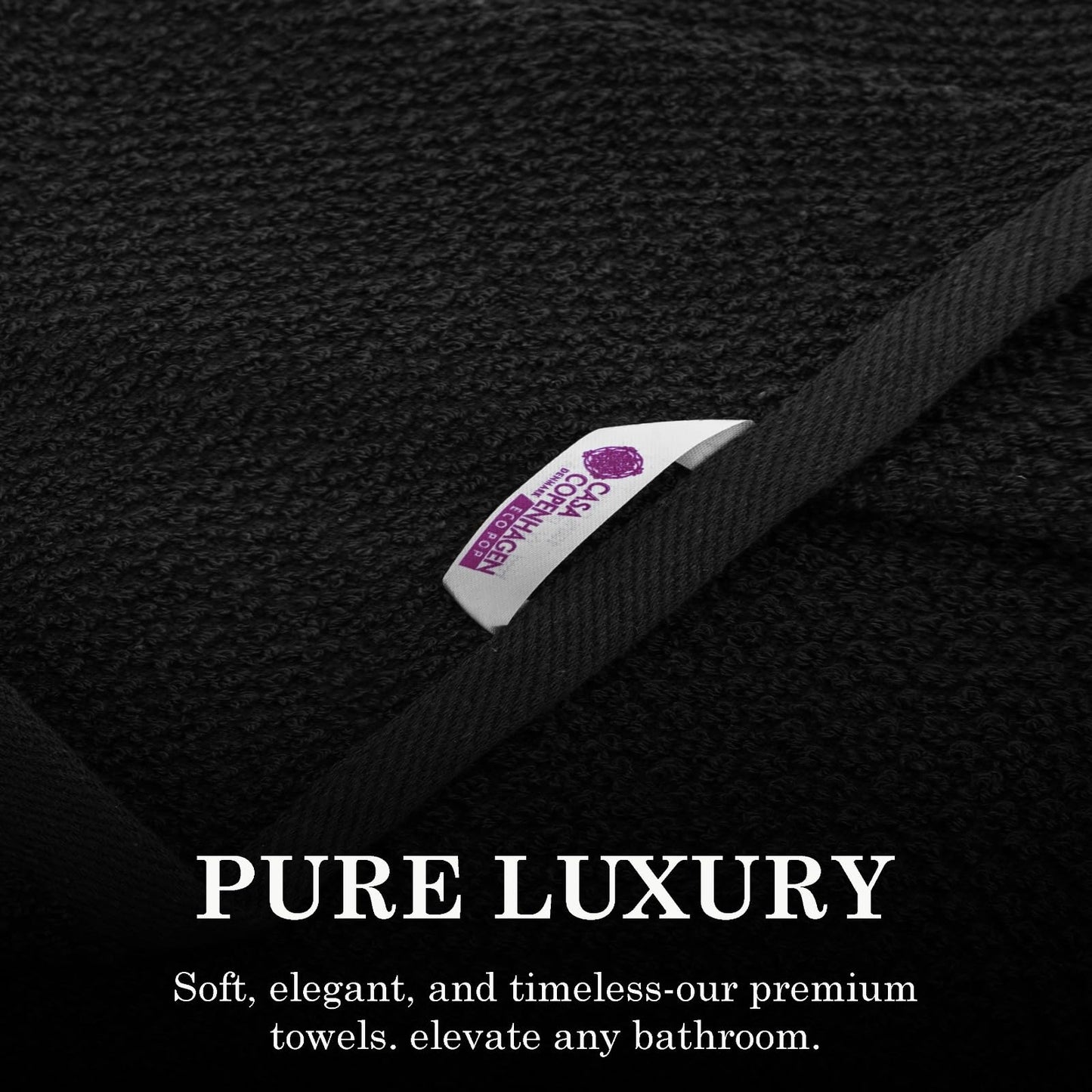 CASA COPENHAGEN Popcorn Textured Cotton Bath Towel Set Black 24x48 6pc