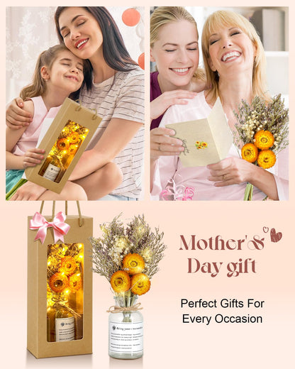 JMHACHY Preserved Sunflower Gift for Mom Birthday Yellow Natural Fibers