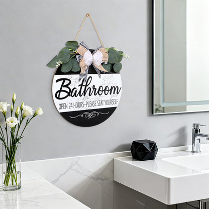 CHDITB Summer Bathroom Wooden Sign Tropical Palm Tree 11.4x11.4 in Portrait