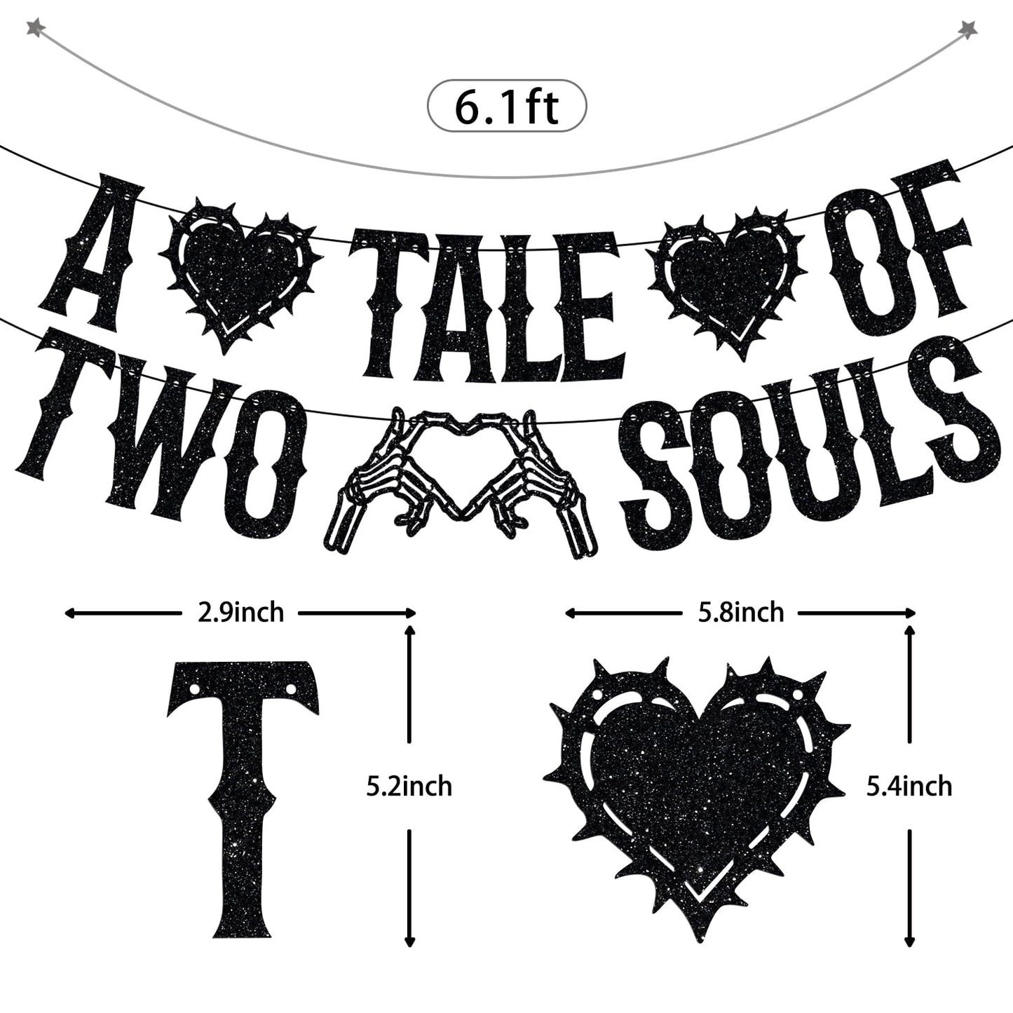 LOVELY BITON A Tale of Two Souls Halloween Wedding Banner Black Paper