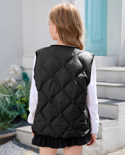 Balabala Kids Heated Puffer Vest Windproof Sleeveless Coat Black Size 13-14Y