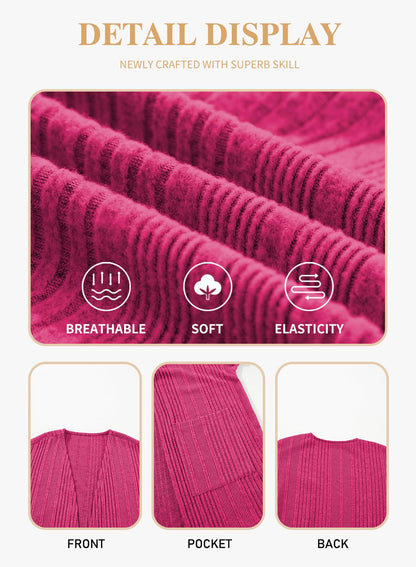 Eytino Women's Plus Size Cardigan Long Sleeve Waffle Knit Coral Paradise Size 1X