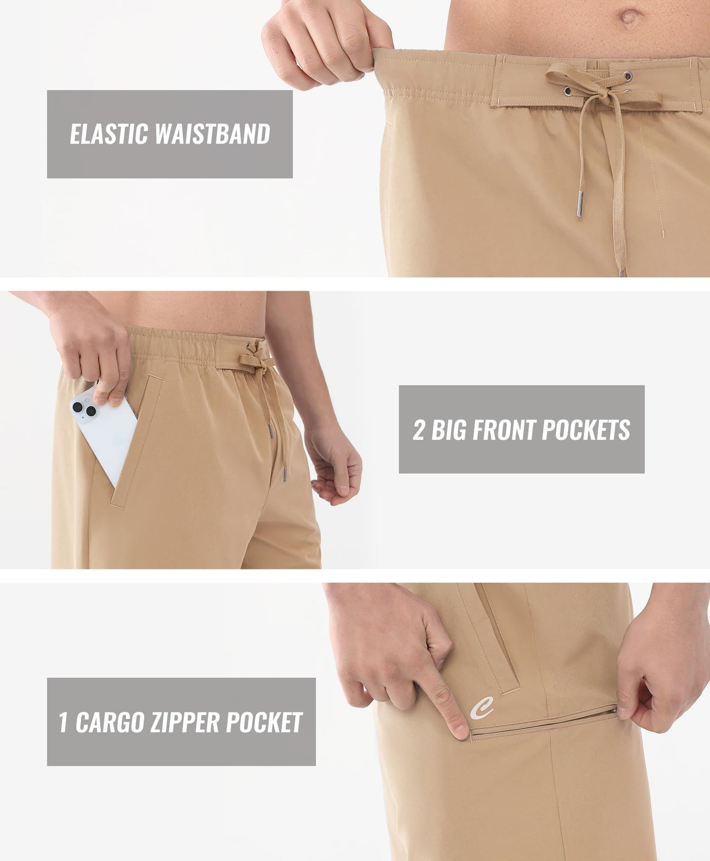 Cosmolle Hiking Cargo Shorts Quick Dry Stretch Lightweight Brown Size M