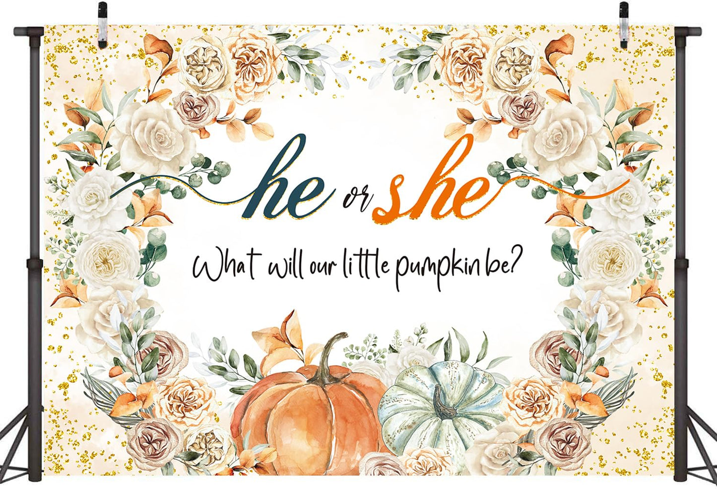 CUMIA Autumn Pumpkin Gender Reveal Backdrop 7x5FT Orange Fall Photo Prop