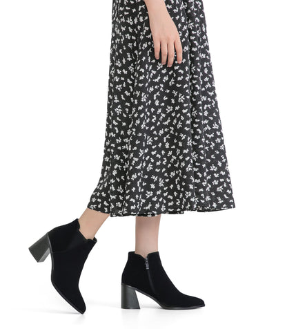 Vepose Women's Ankle Booties Pointed Toe Block Heel Blacknubuck Size 10