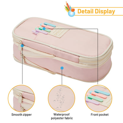 Sonuimy Large Capacity Pencil Case Pouch Zipper Organizer Green