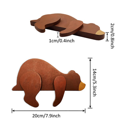 Fcimu Woodland Nursery Decor Black Bear Wooden Sleeping Bear Brown