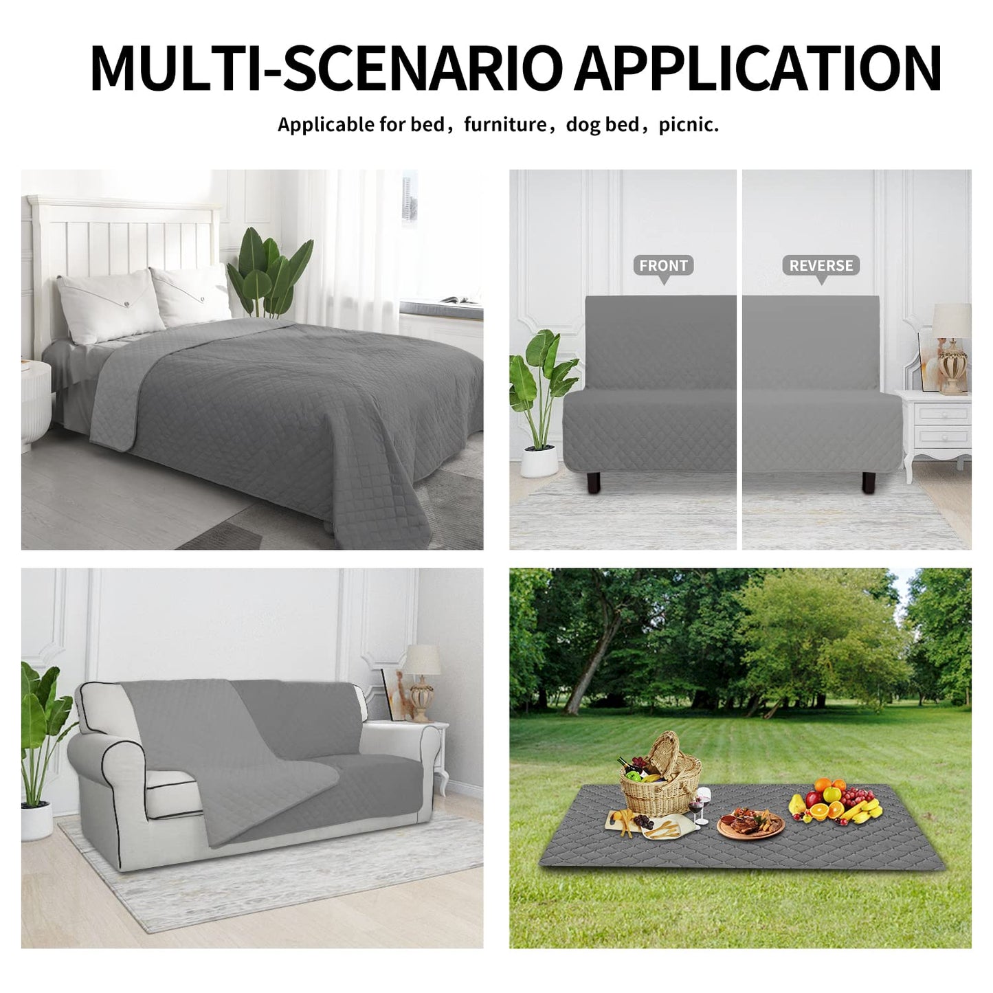 Easy-Going Waterproof Reversible Dog Bed Cover 68x86 Gray/Light Gray