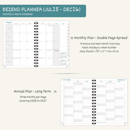 BEZEND 2026 Weekly Monthly Planner 8.5x11 Lavender PU Leather Softcover