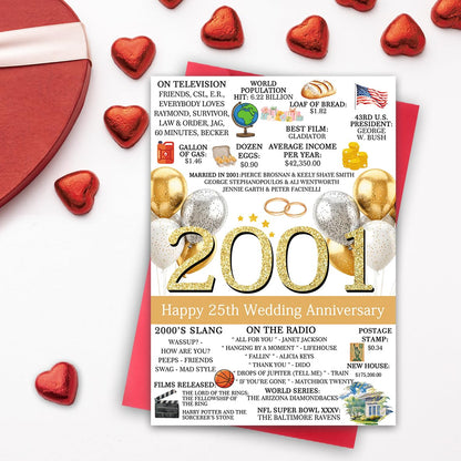 Hongshan 25th Wedding Anniversary Card for Couple Vintage hs-235