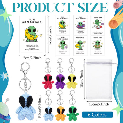 VioraWhite 6 Pcs Crochet Alien Keychain Set Colorful Space Yarn Gift