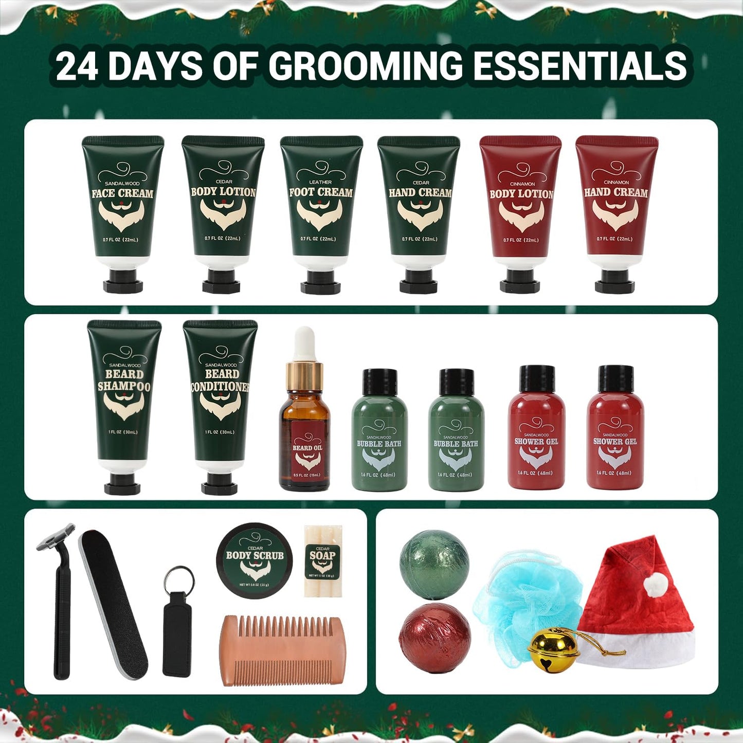 Rinse & Robust Advent Beauty Calendar 2025 Beard Care Kit 24 Days Red