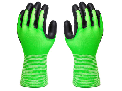 Meow Garden Thorn Proof Garden Gloves 2 Pairs Heavy Duty TPE Coated Green Red