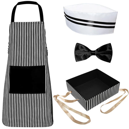 Generic 4pcs 1950s Hot Dog Vendor Halloween Costume Black Size Tall