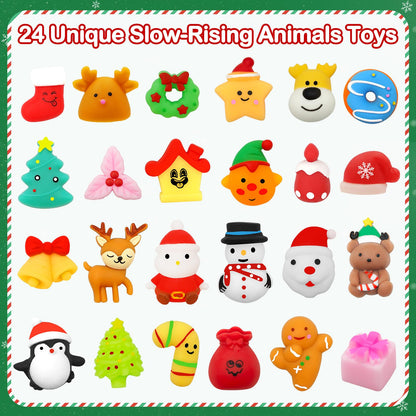 Govetom 2025 Christmas Advent Calendar 24 Days Multi-color Mochi Squishy Toys