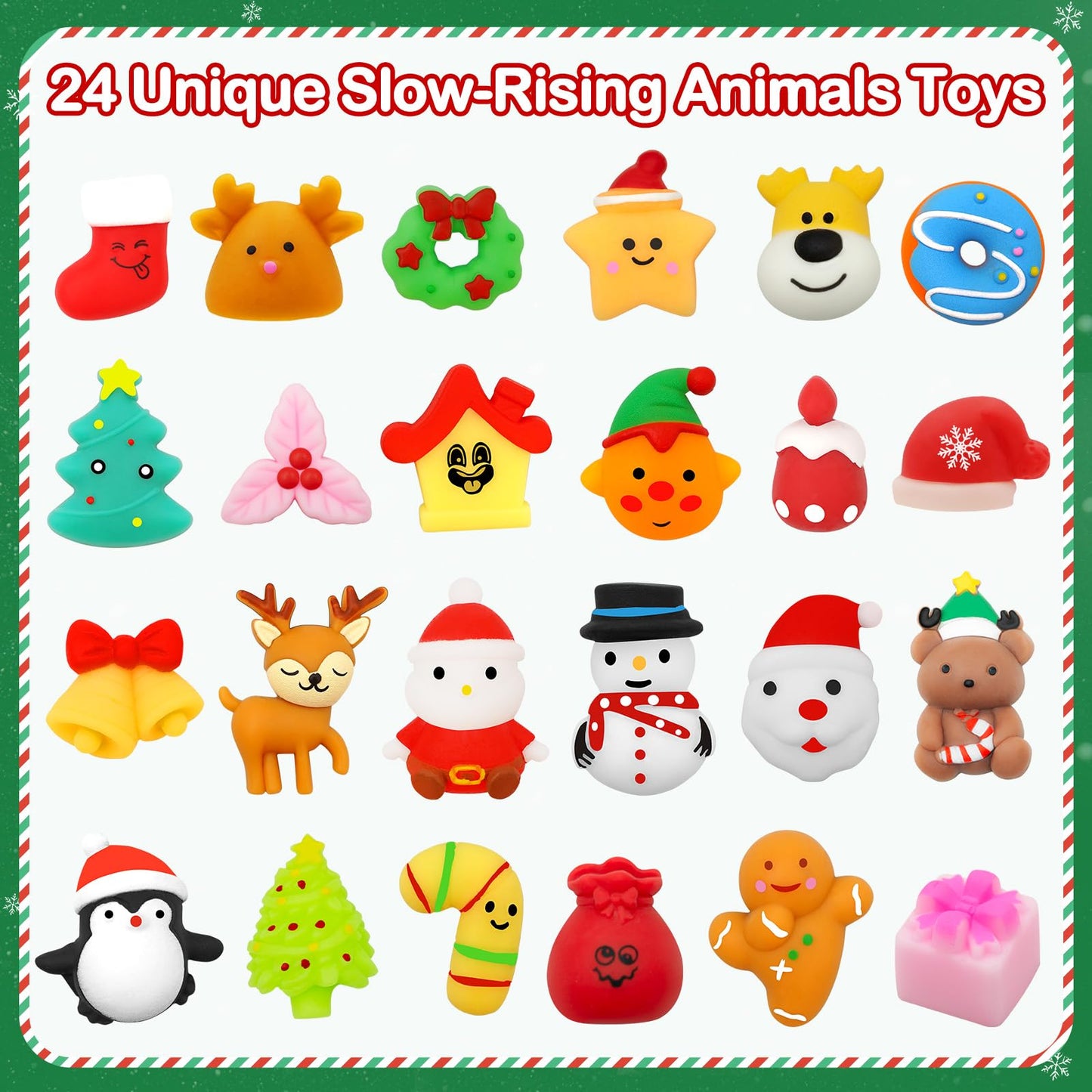 Govetom 2025 Christmas Advent Calendar 24 Days Multi-color Mochi Squishy Toys