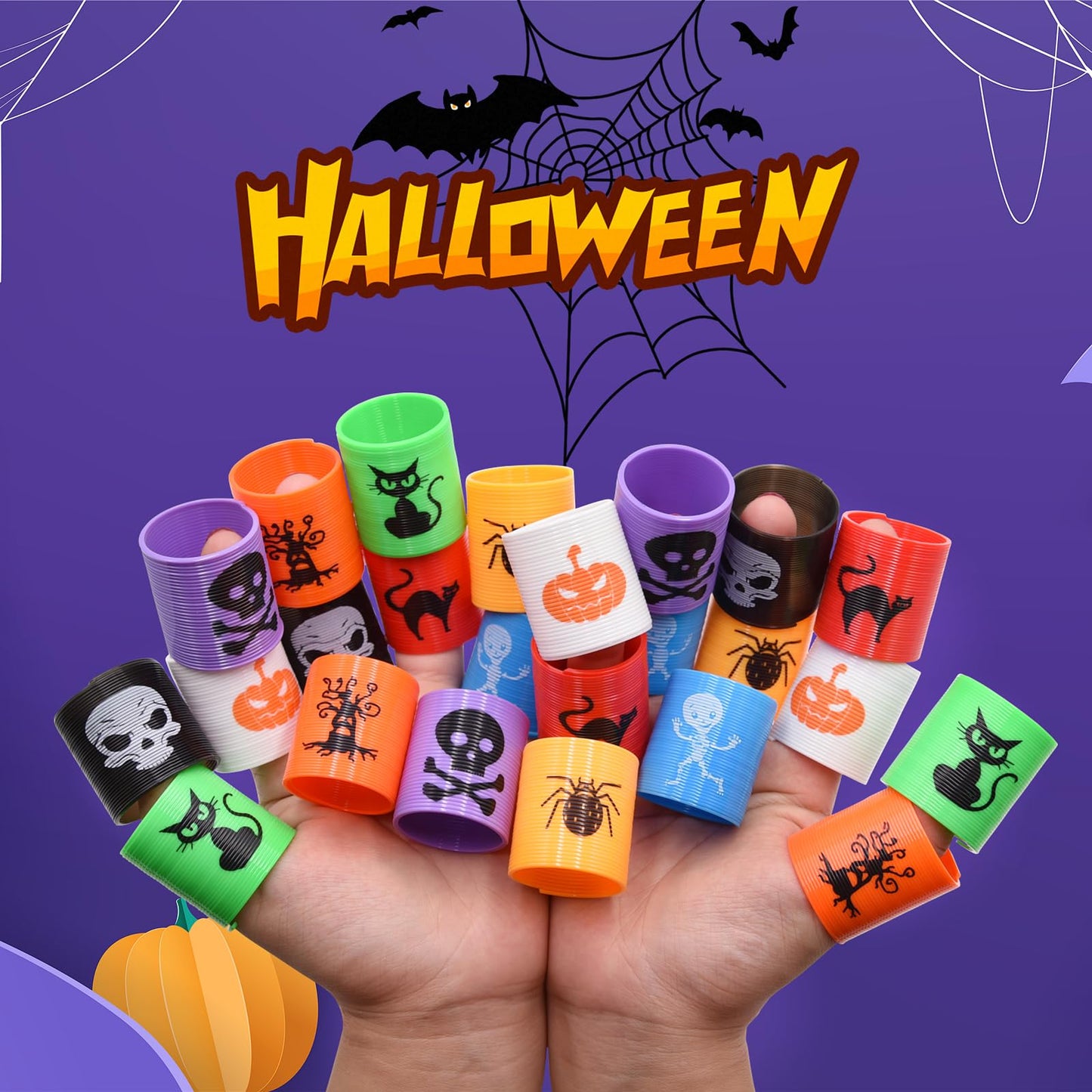 Menzcci Halloween Mini Coil Springs Toys 24 Pcs Plastic Halloween Slinky A24