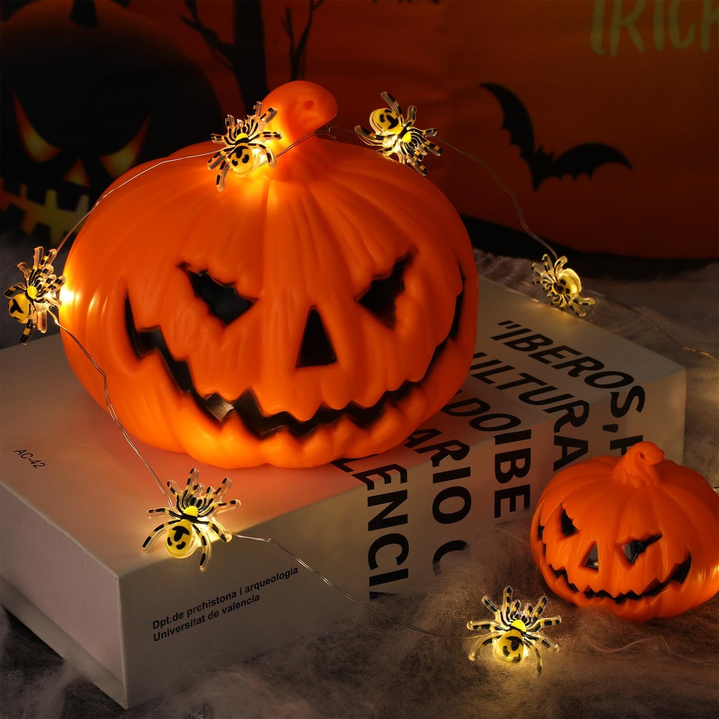 Joygoods Halloween Spider String Lights 7ft 20 LED Warm White Battery 2 Pack