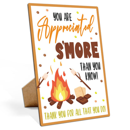 Muruseni Appreciated Smore Fall Party Sign 8x11 Wooden with Stand