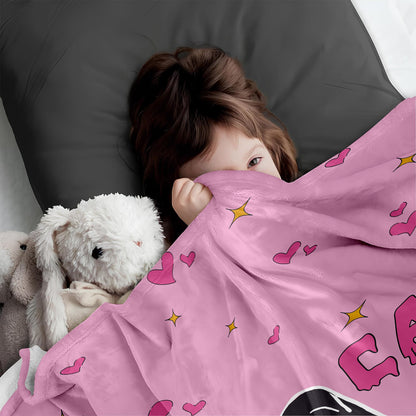 LOSIVISHE Halloween Flannel Throw Blanket Pink Ghost Pattern 50x70 in