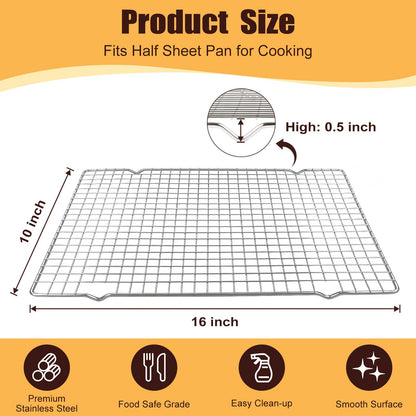 BXKEE Cooling Racks 2 PCS 10x16in Heavy Duty 304 Stainless Steel Silver