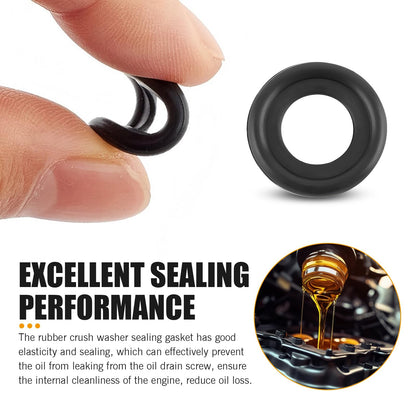 leechio 25 PCS Automotive Oil Drain Plug Gasket M14 Rubber Seal Black
