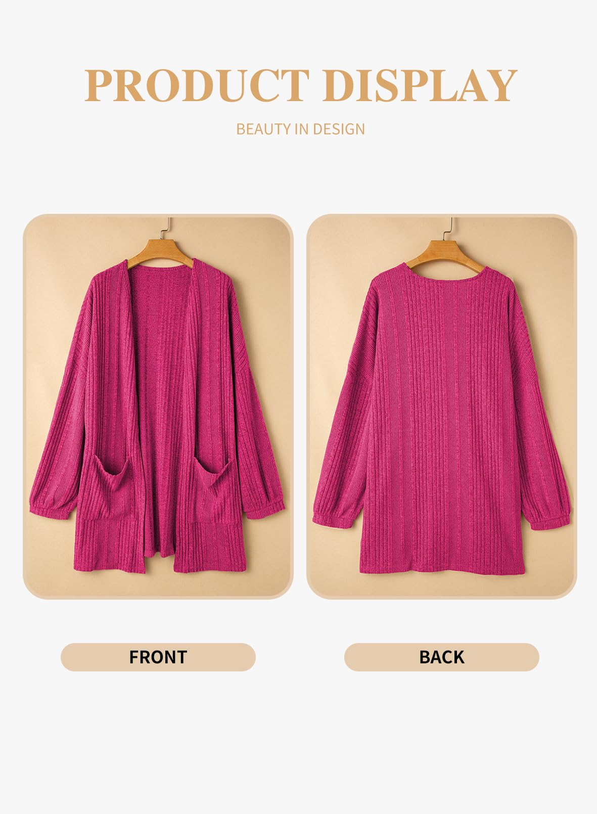 Eytino Women's Plus Size Cardigan Long Sleeve Waffle Knit Coral Paradise Size 1X