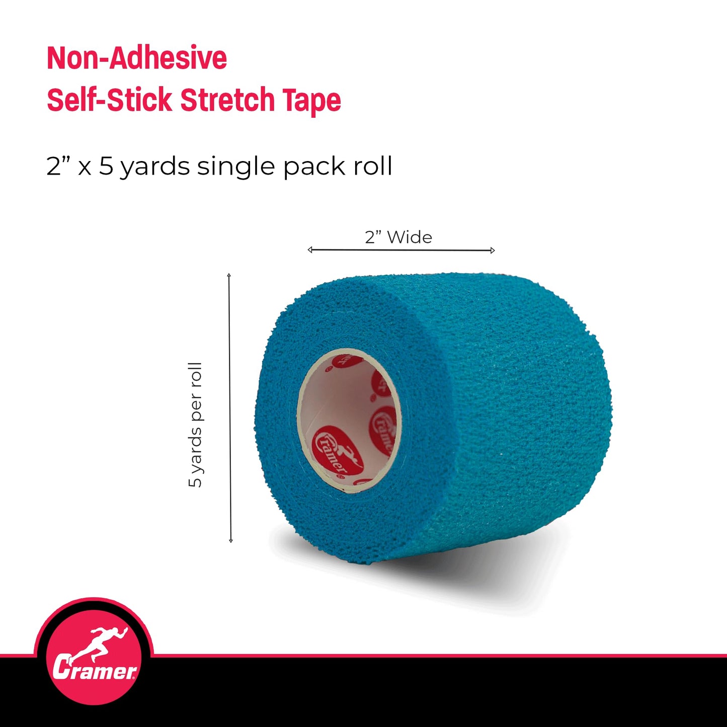 Cramer Eco-Flex Self-Stick Stretch Tape Teal 2"x5yd Single Roll