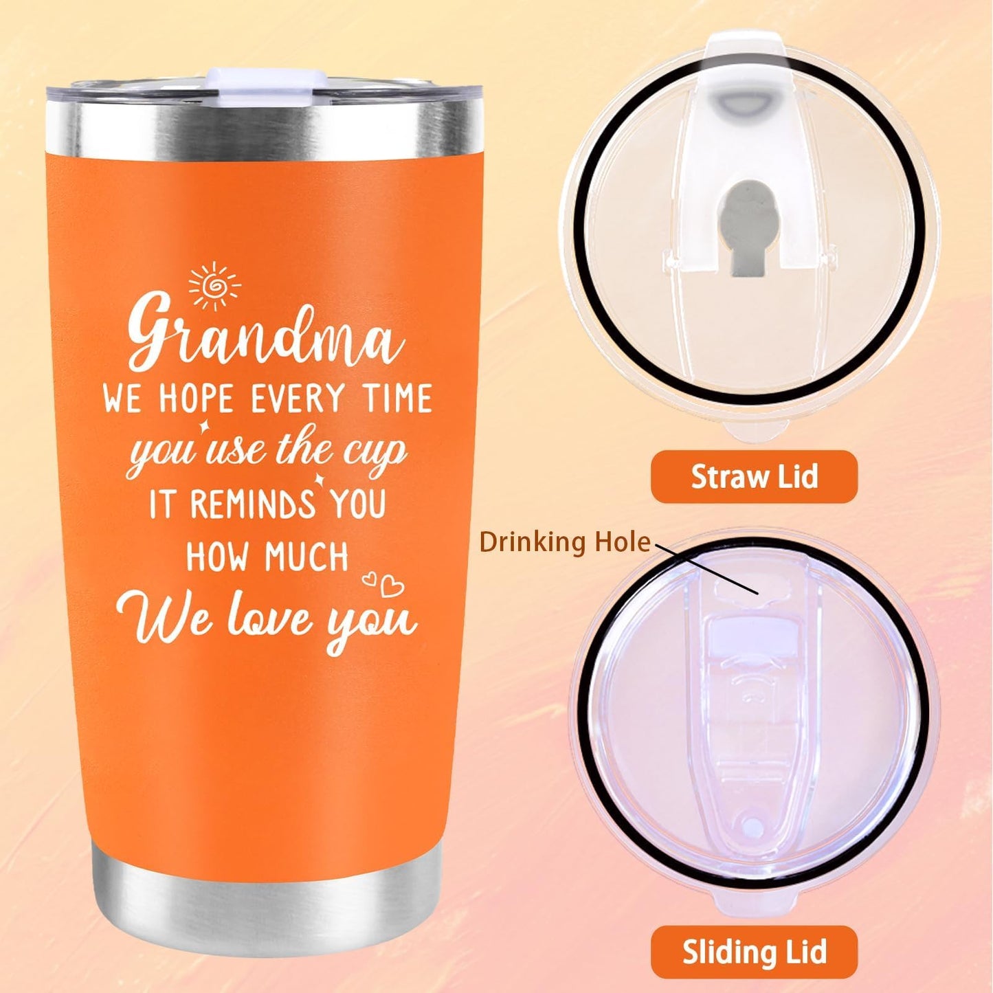 CUPLOOV 20 Oz Rose Gold Stainless Steel Love Rose Tumbler Birthday Gift