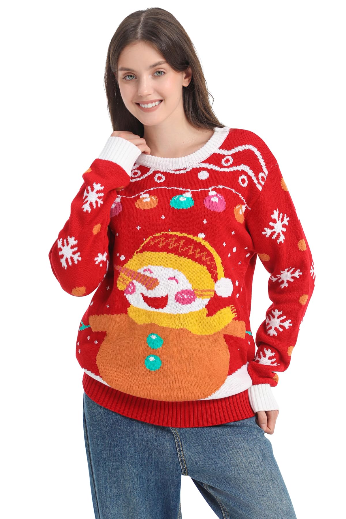 MGparty Women's Ugly Christmas Sweater Light Up Pullover Red Size M