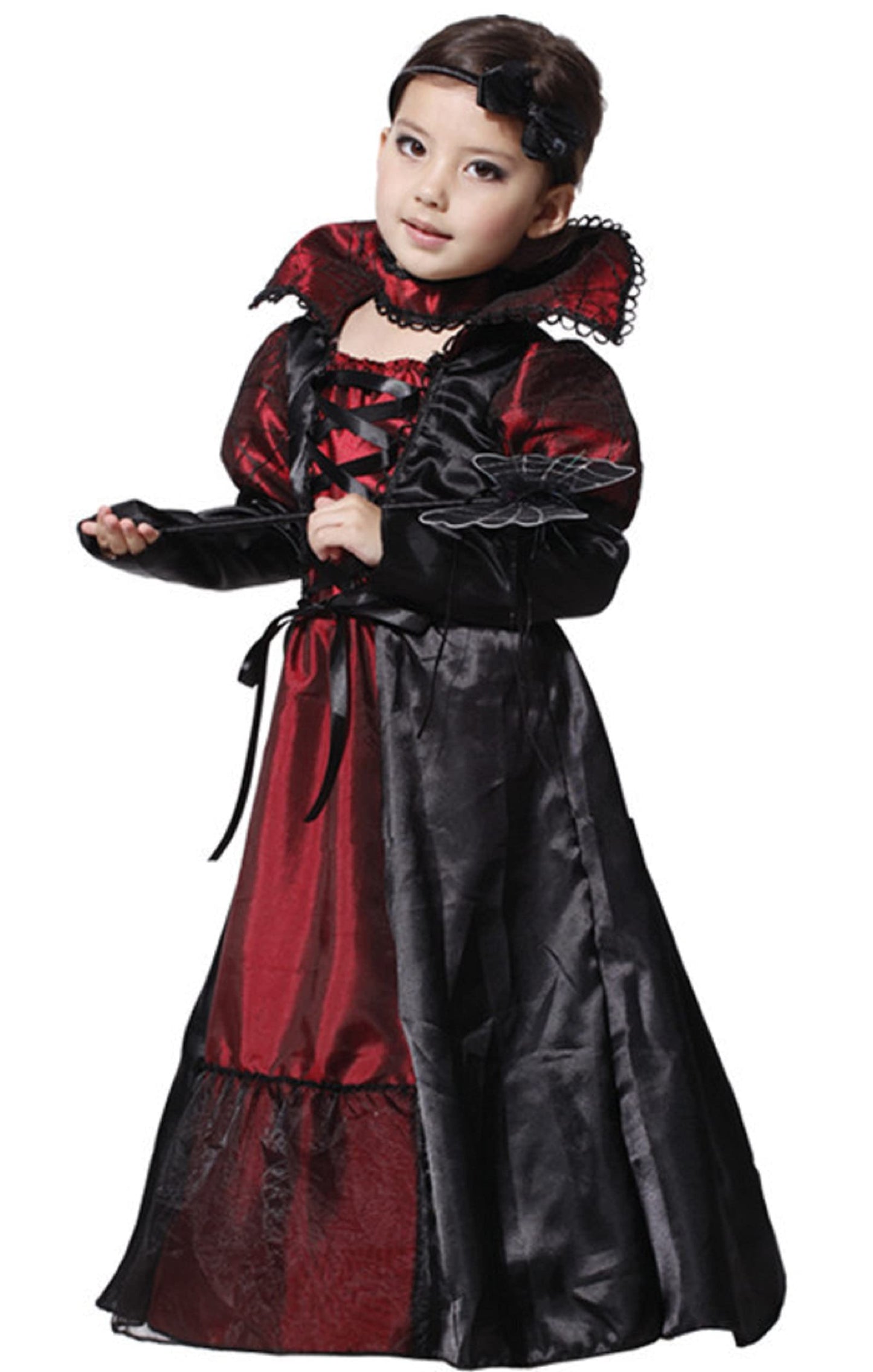 DNQCOS Girls Gothic Vampire Vampiress Dress Costume Black Size 4-6 Years