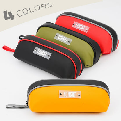ECHSRT Pencil Case Flat Zipper Organizer Pouch Small Black for Men Women