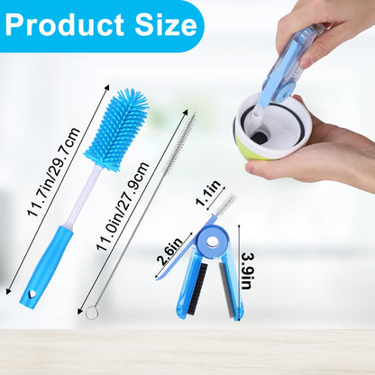 XANGNIER 3 Pack Stainless Steel Bottle Cleaner Brush Kit for Baby Bottles