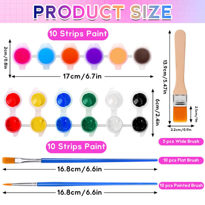 Dyrfolm 145 Pcs Mini Acrylic Paint Set 12 Colors Washable Bulk Pack