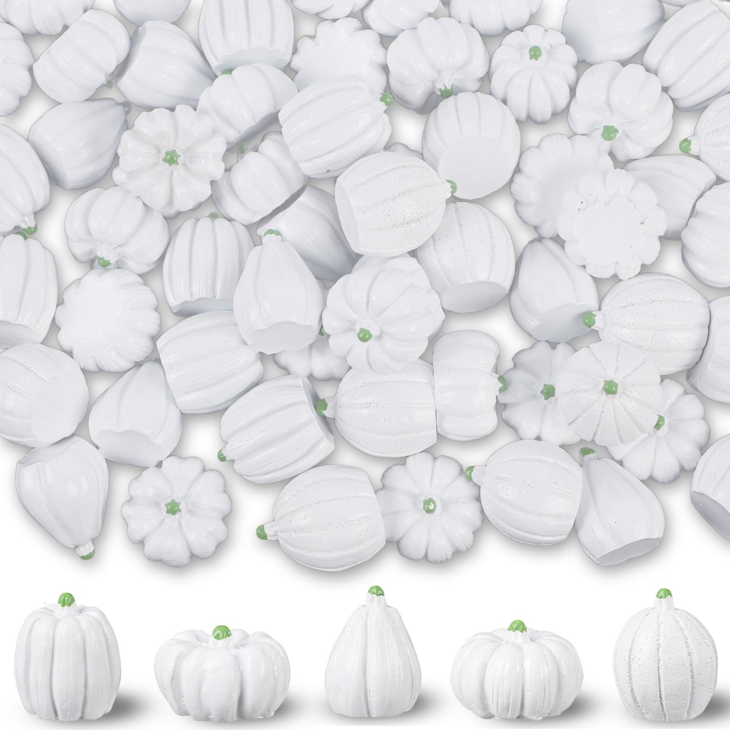 winemana Mini Pumpkins Fall Decorations 80 Pack White Resin Small
