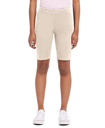 IZOD Junior Uniform Stretch Twill Skinny Bermuda Shorts Khaki Size 3