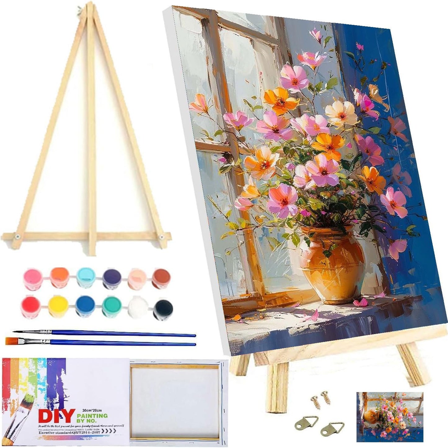 CraftyTime Paint by Numbers Kit Adult Beginner Flower 12x16 Inch Framed