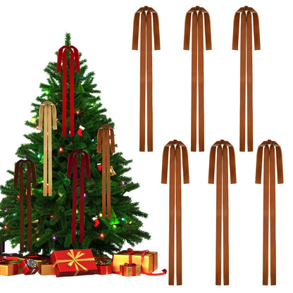 Rokkibom Camel Velvet Ribbon Bows 6 PCS Large 23.5x15.5 Inch Christmas