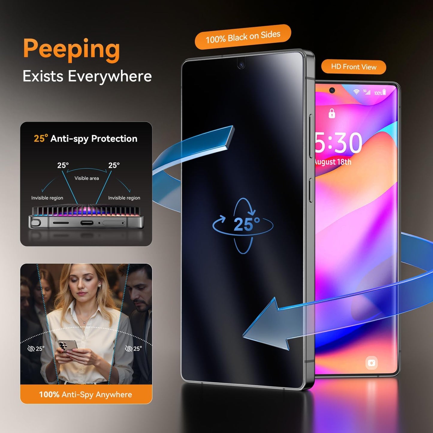 X-it 2-Pack Privacy Screen Protector Samsung Galaxy S24 9H Tempered Glass