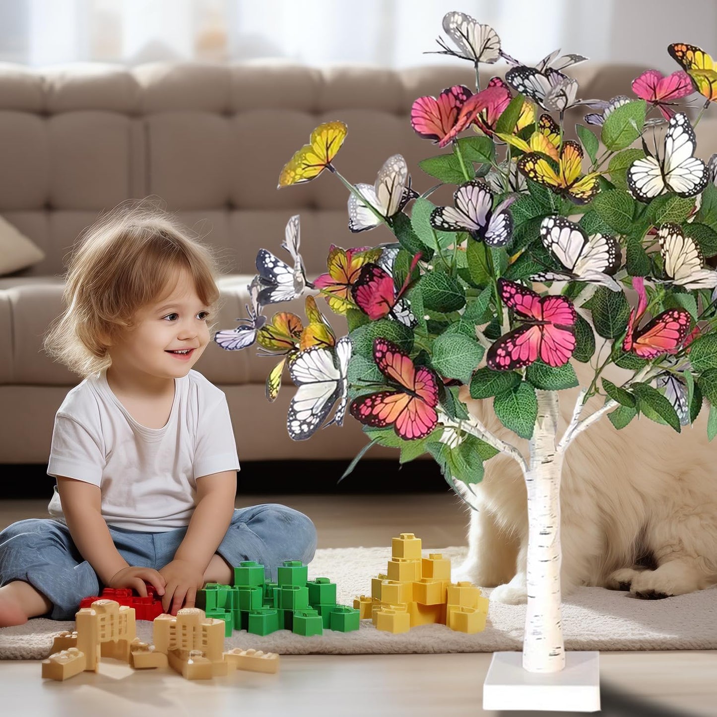 Oreunik Butterfly Lights 2ft 24LED Indoor Tree Lights Timer Warm White