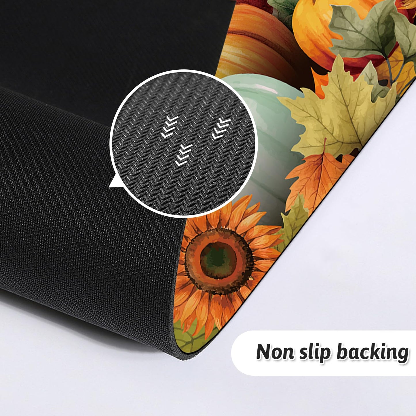 APROPHIC Fall Pumpkin Kitchen Mat Rugs Set of 2 Non Slip Washable 16x24+16x41