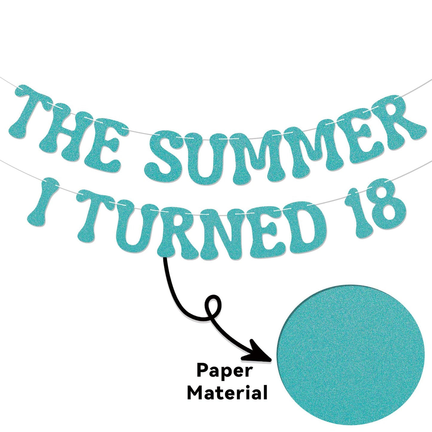 Nesinpa The Summer I Turned 18 Banner Blue Glitter 18th Birthday Party