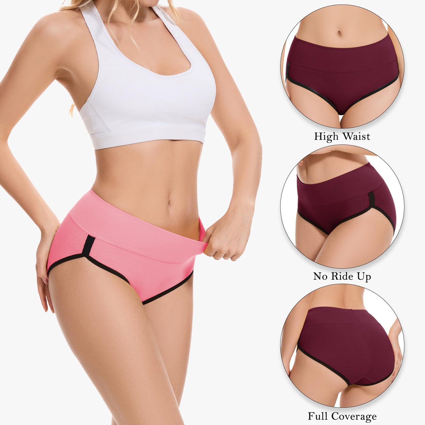 CAILECOTTON Womens Underwear Cotton Panties for Women Plus Size Panties Pack 2/5