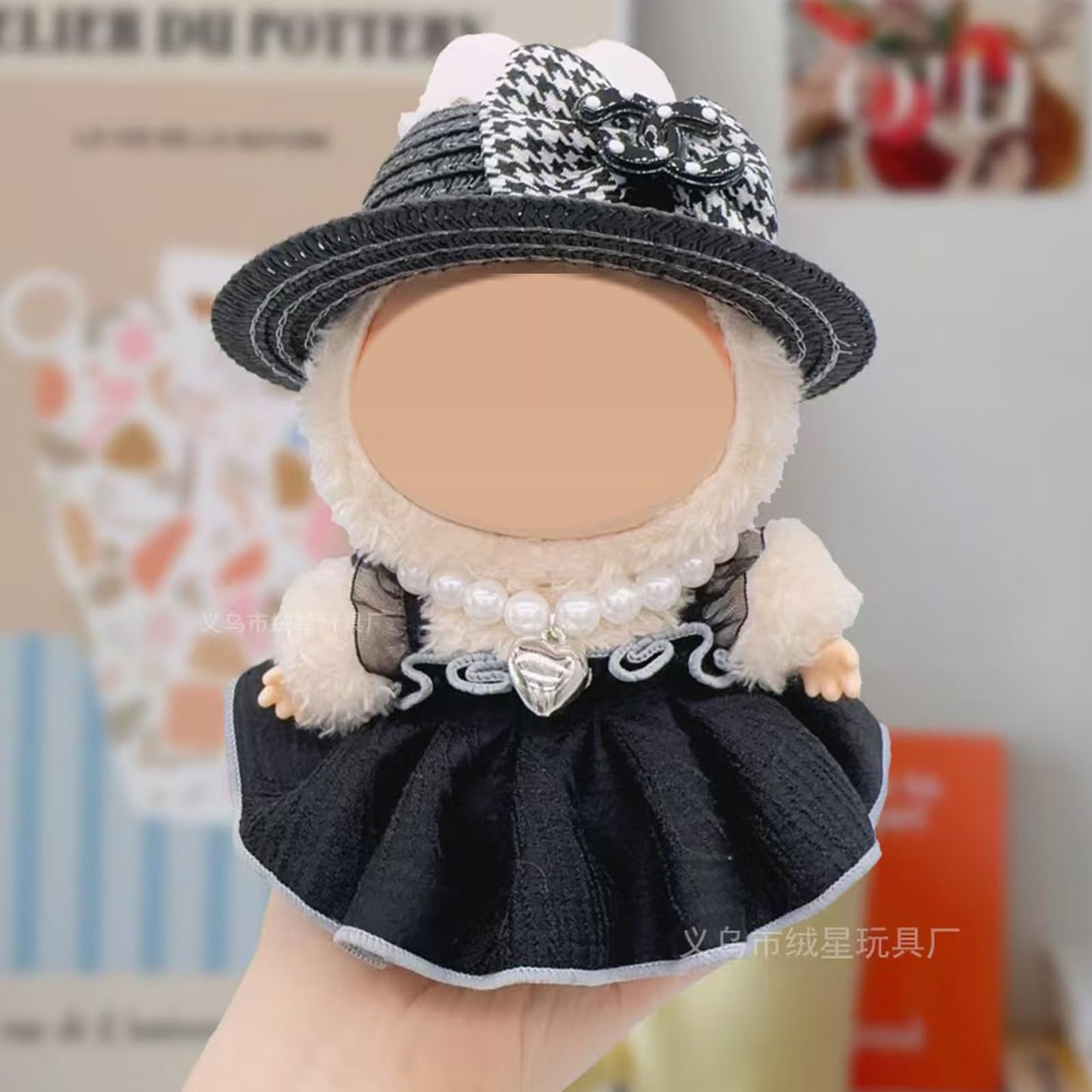 FUEMEILY LABUBU Doll Clothes 3 Sets Handmade Adjustable Kawaii Outfits Size 17cm