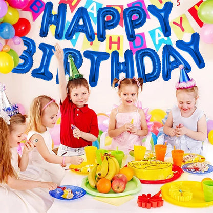 PIGETALE 16in Royal Blue Happy Birthday Balloon Banner 13pcs Aluminum
