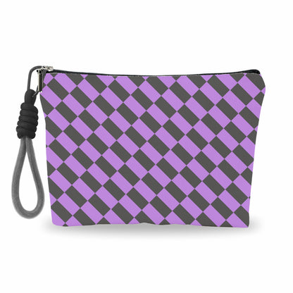 luixd Cosmetic Makeup Bag Travel Pouch Organizer Black Purple Checkerboard