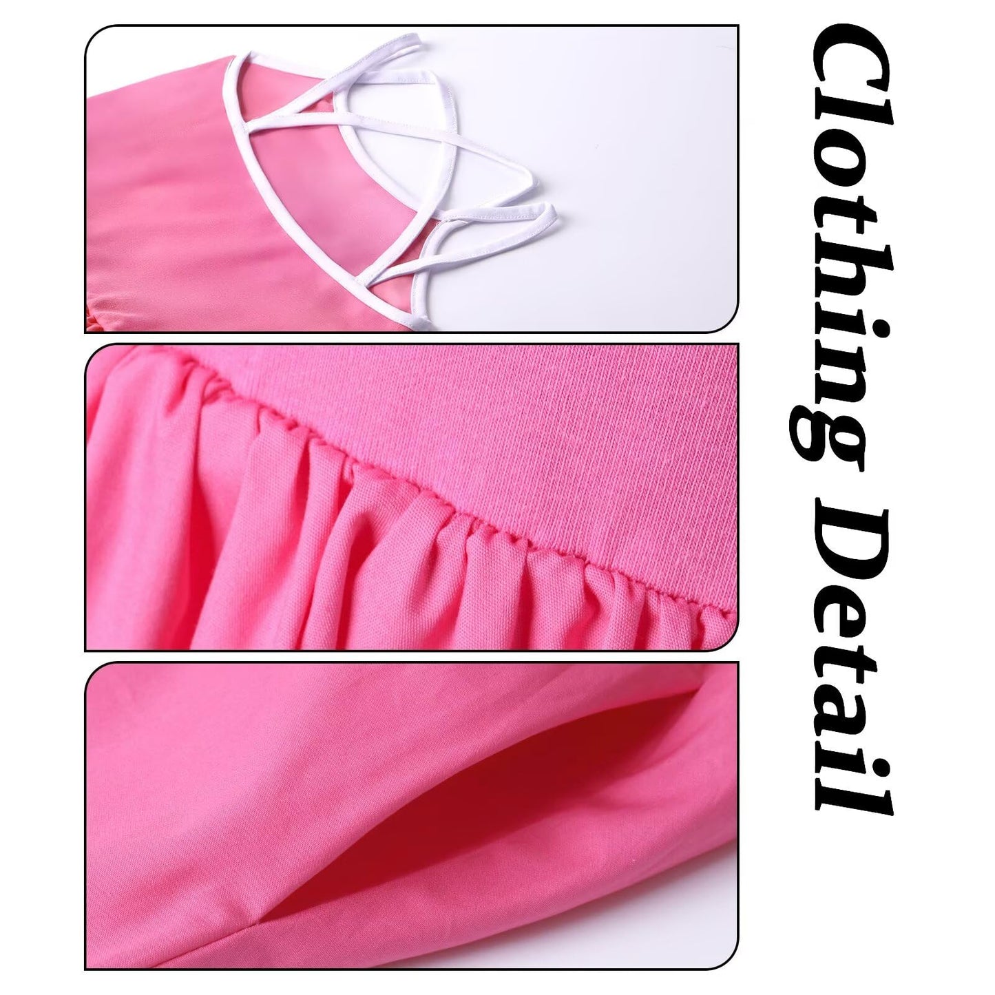 WELAKEN Girls Summer Sundress Criss Cross Back Elastic Waist Hot Pink Size 12Y