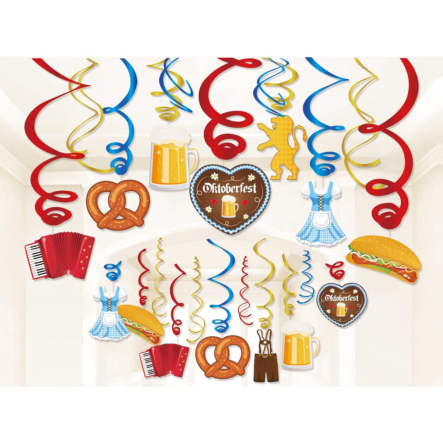 Generic Munich Oktoberfest Swirl Decorations Gold PVC Party Hanging Streamers