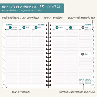BEZEND 2026 Weekly Monthly Planner 8.5x11 Lavender PU Leather Softcover
